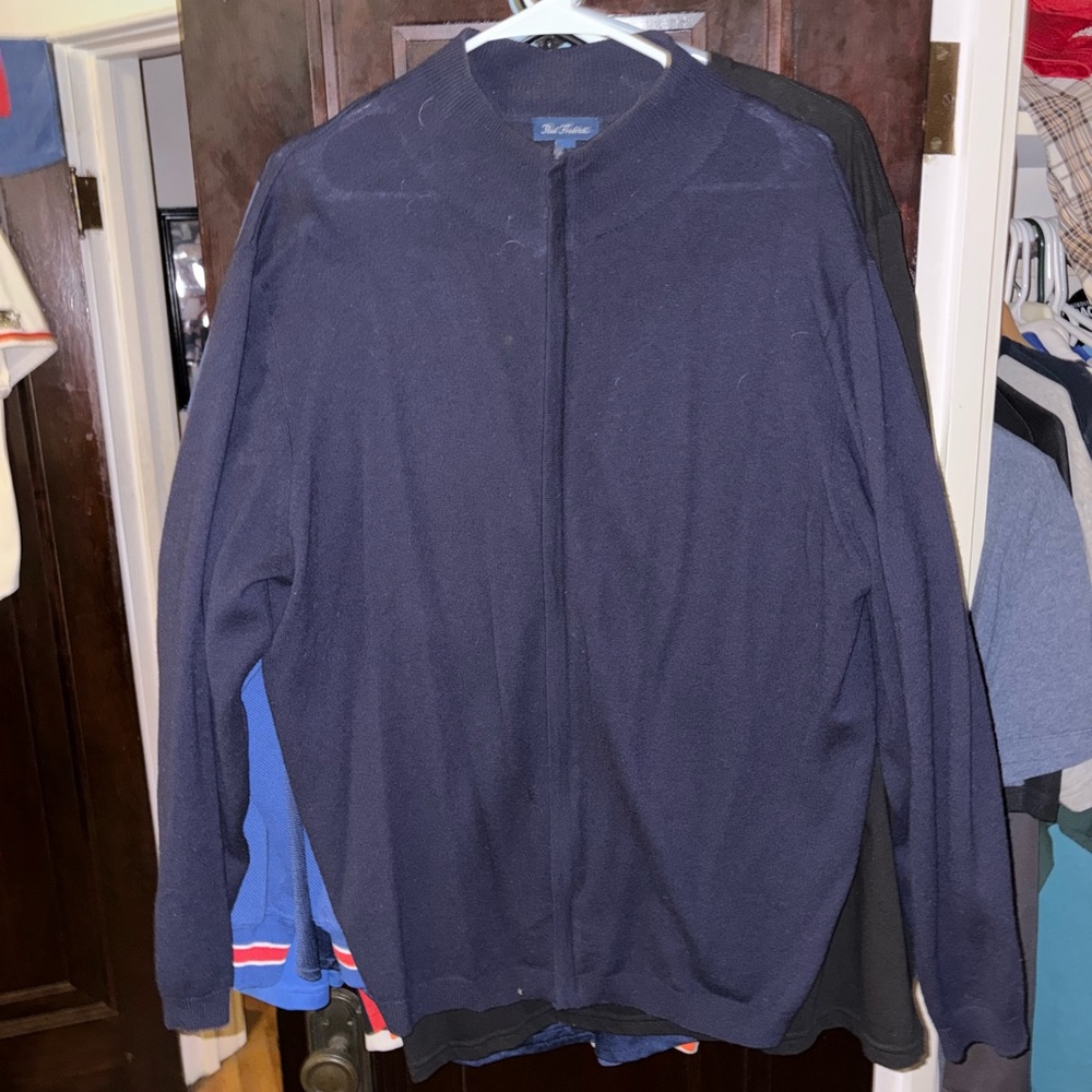 Paul Fredrick Navy Blue Zip Up Sweater